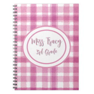 Pastel Pink Plaid Custom Notebook