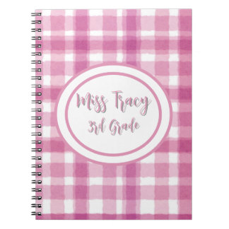 Pastel Pink Plaid Custom Notebook