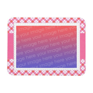 Pastel Pink Plaid Photo Frame Magnets