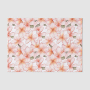 Pastel Pink Plumeria Frangipani Floral Patterned Tissue Paper