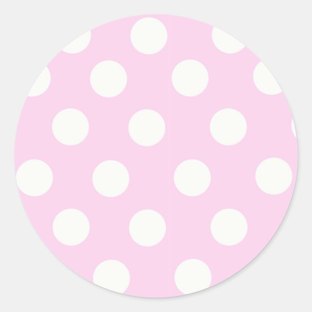 Pastel Pink Polka Dots Classic Round Sticker (Front)