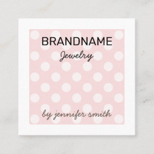 Pastel Pink Polka Dots Handmade Jewellery Display Square Business Card