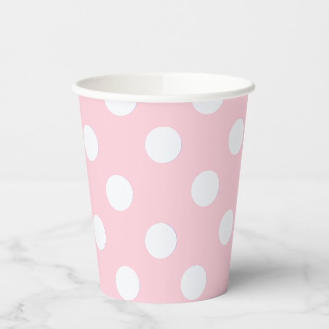 Pastel Pink  polka dots   Paper Cups (Left)