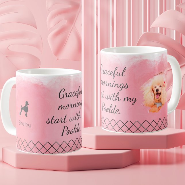 Pastel Pink Poodle Mug – Personalised Name & Photo (Creator Uploaded)
