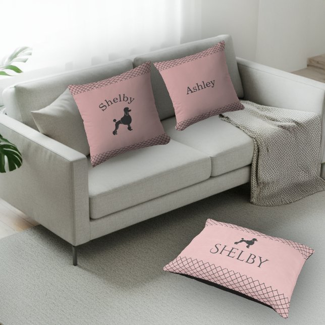 Pastel Pink Poodle  Personalised Matching Cushion (Creator Uploaded)