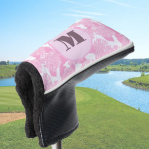 Pastel pink preppy floral custom monogram ladies golf head cover