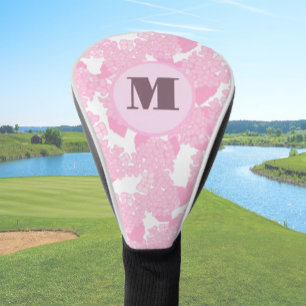 Pastel pink preppy floral custom monogram ladies golf head cover
