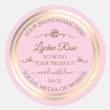 Pastel Pink Product Label Gold Frame Vintage Rose