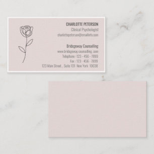 Pastel Pink Psychologist & Counsellor Business Card