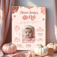Pastel Pink Pumpkin 1st Birthday Photo Milestone