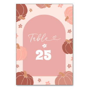 Pastel Pink Pumpkin First Birthday Table Number