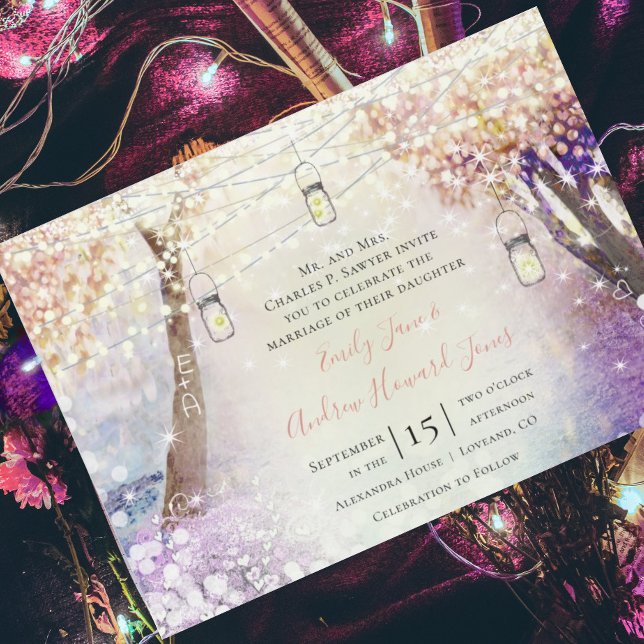 Pastel Pink Purple Blue Green Fairy Tale Wedding Magnetic Invitation (Creator Uploaded)