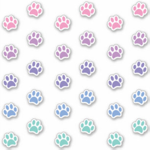 Pastel Pink Purple Blue Teal Paw Print Tracks