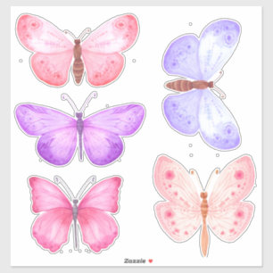 Pastel Pink Purple Butterflies