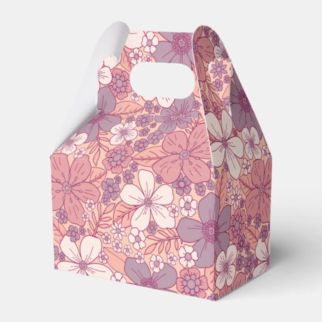 Pastel Pink & Purple Floral Favour Box (Front Side)
