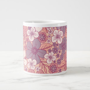 Pastel Pink & Purple Floral Large Coffee Mug