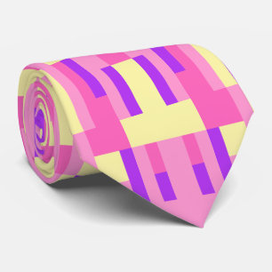 Pastel Pink Purple Geometric Pixel Block pattern Tie