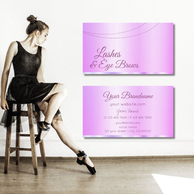 Pastel Pink Purple Glamourous Professional Simple Business Card (Creator Uploaded)
