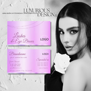 Pastel Pink Purple Glamourous with Logo Elegant Business Card