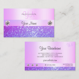 Pastel Pink Purple Glitter Jewels Monogram Glamour Business Card