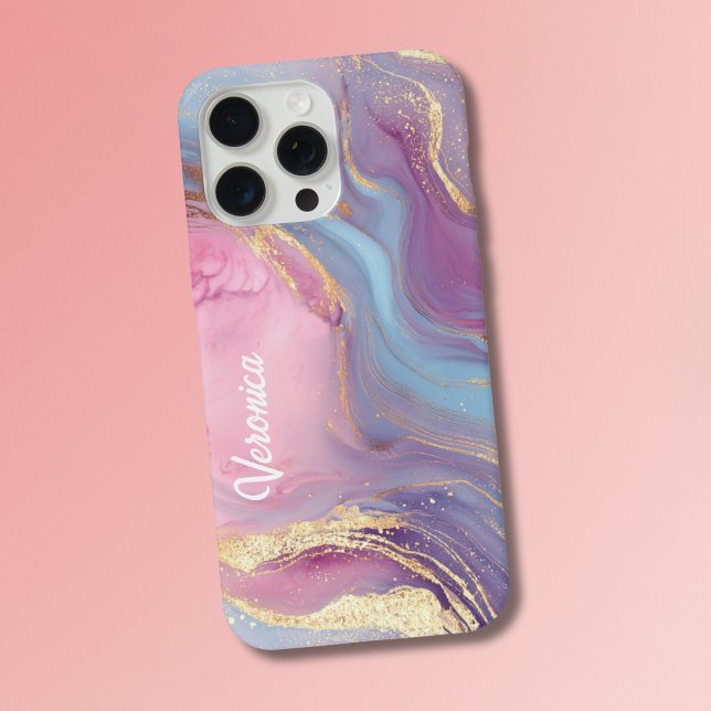 Pastel Pink Purple Gold Marble Glitter Abstract  iPhone Case (Creator Uploaded)