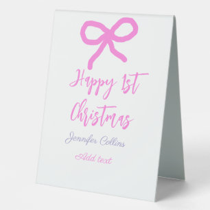 Pastel pink purple happy 1st Christmas bow name da