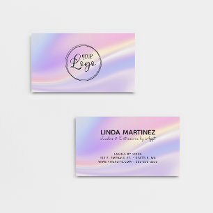 Pastel Pink Purple Iridescent Colours Logo Business Card