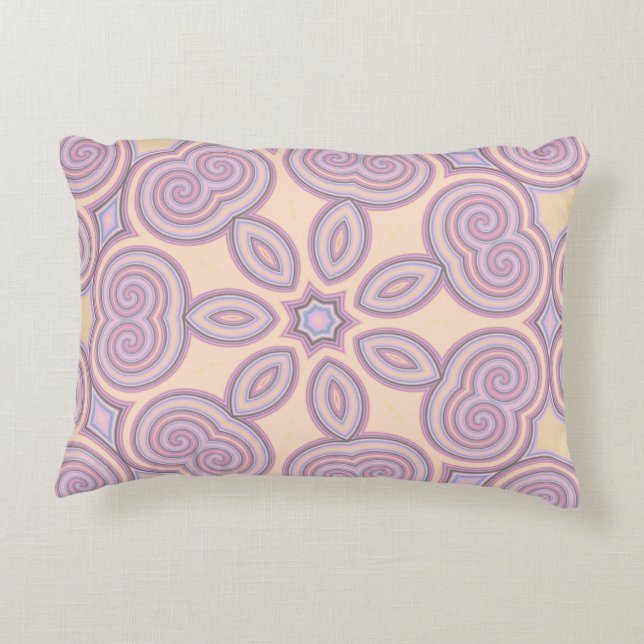 Pastel Pink & Purple Kaleidoscope Pattern Decorative Cushion (Back)