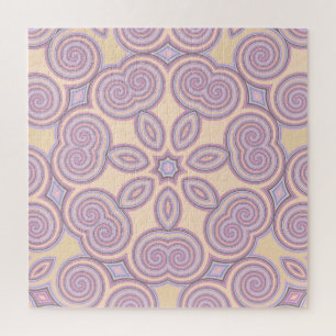 Pastel Pink & Purple Kaleidoscope Pattern Jigsaw Puzzle
