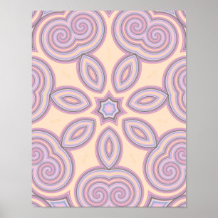 Pastel Pink & Purple Kaleidoscope Pattern Poster