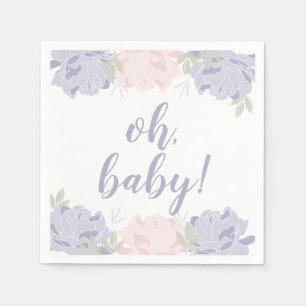 Pastel Pink & Purple Peonies Baby Shower Napkin