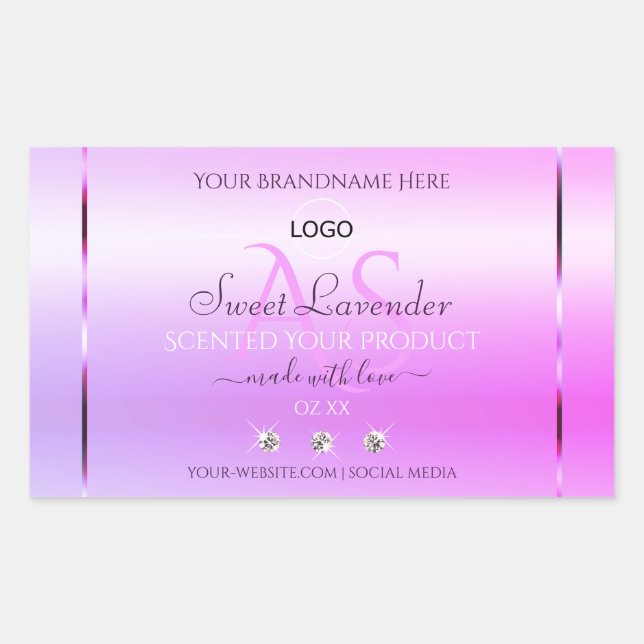 Pastel Pink Purple Product Label Monogram and Logo (Front)