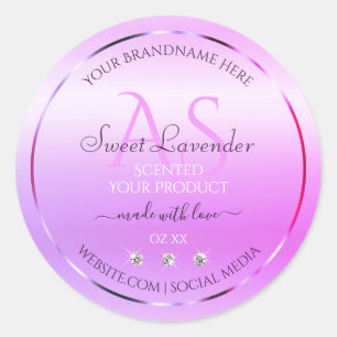 Pastel Pink Purple Product Labels Jewels Monogram