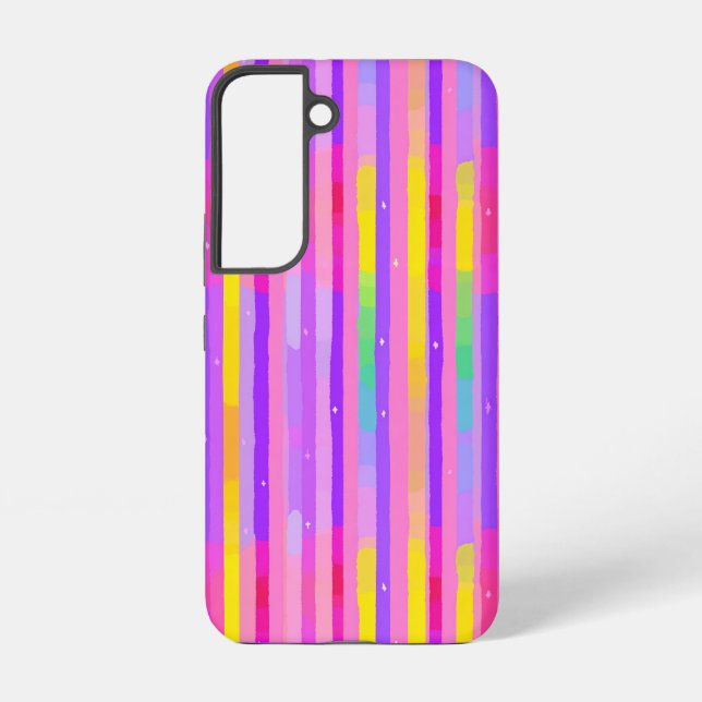 Pastel Pink Purple Stripe Pattern Samsung Galaxy S22 Case (Back)