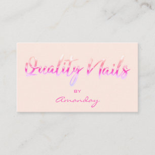Pastel Pink Quality Nail Script QR Code Logo Business Card