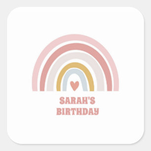 pastel pink rainbow girls birthday heart sticker