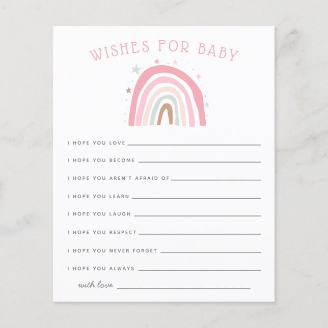 Pastel Pink Rainbow Shower Wishes for Baby Card (Front)