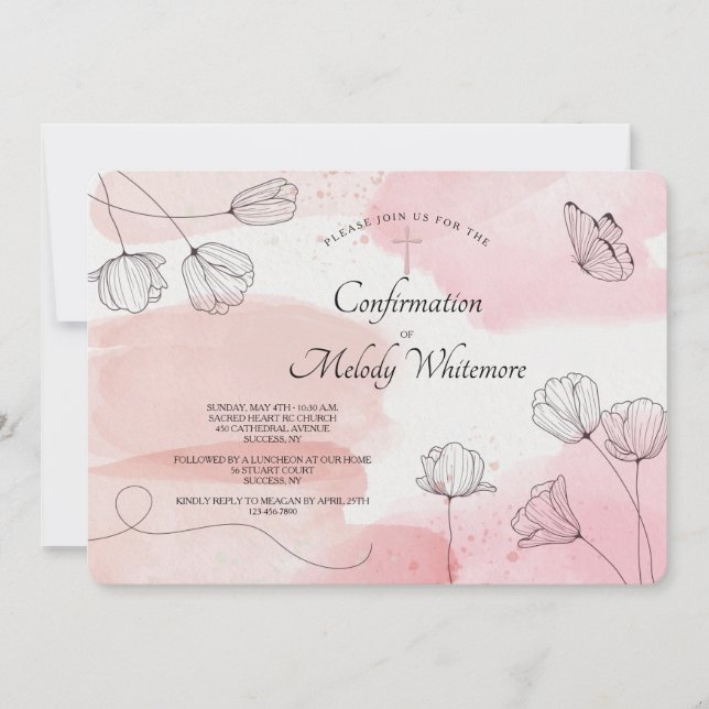 Pastel Pink Religious Invitation (Front)