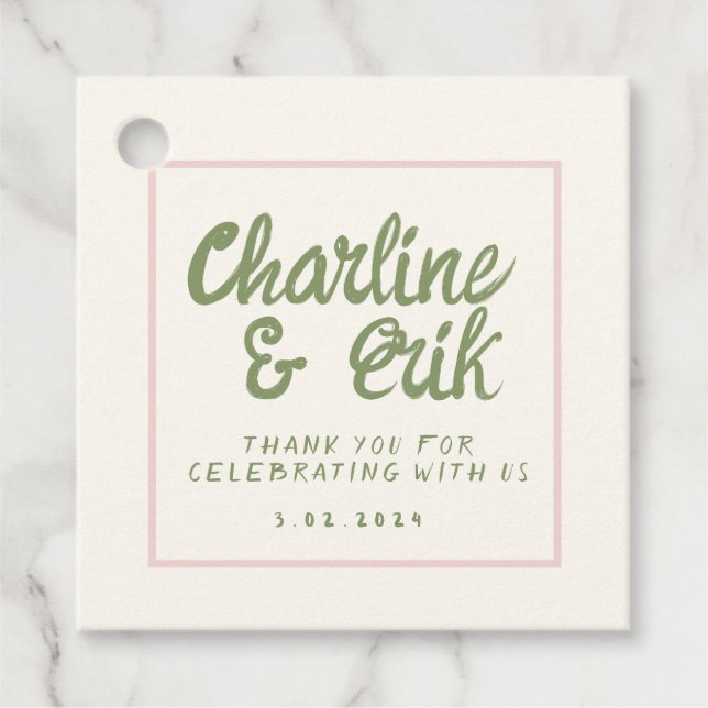 Pastel Pink Retro Wedding  Favour Tags (Front)
