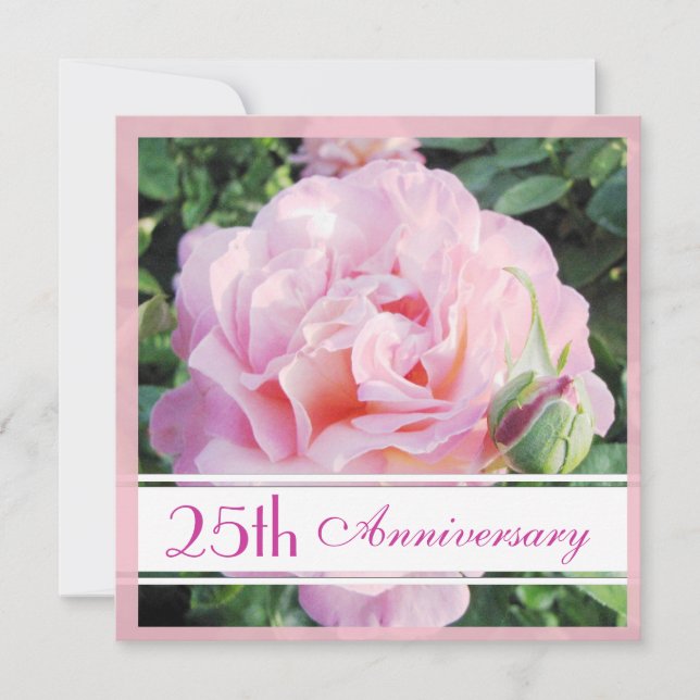 Pastel Pink Rose 25th Anniversary Invitation (Front)