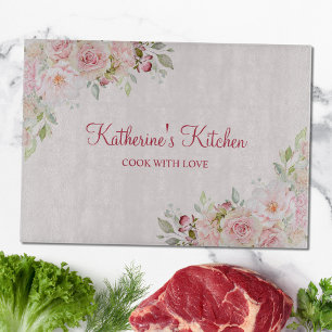 Pastel Pink Rose Flower Floral Mothers Day Gift Cutting Board
