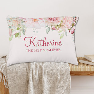 Pastel Pink Rose Flower Floral The Best Mum Ever Decorative Cushion