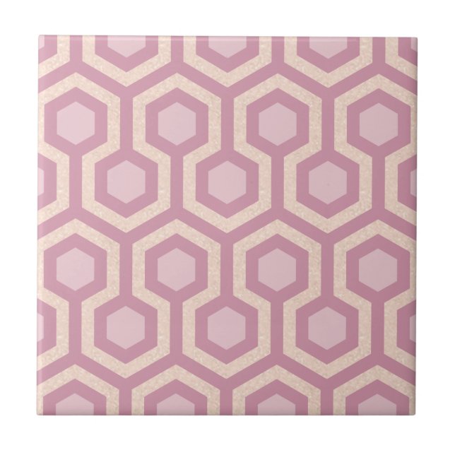 Pastel Pink Rose Gold Sparkle Modern Girly Chic Tile (Front)