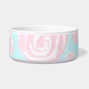 Pastel Pink Rose Pattern on Light Blue.