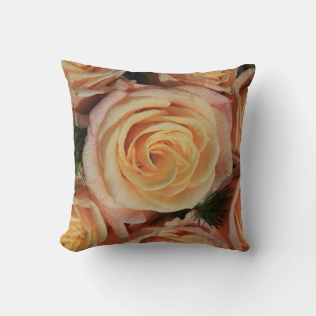 Pastel pink rose pillowm double sided cushion (Front)