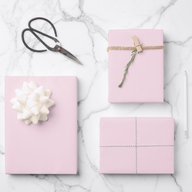 Pastel Pink Rose Solid Colour  Wrapping Paper Sheet (Front)