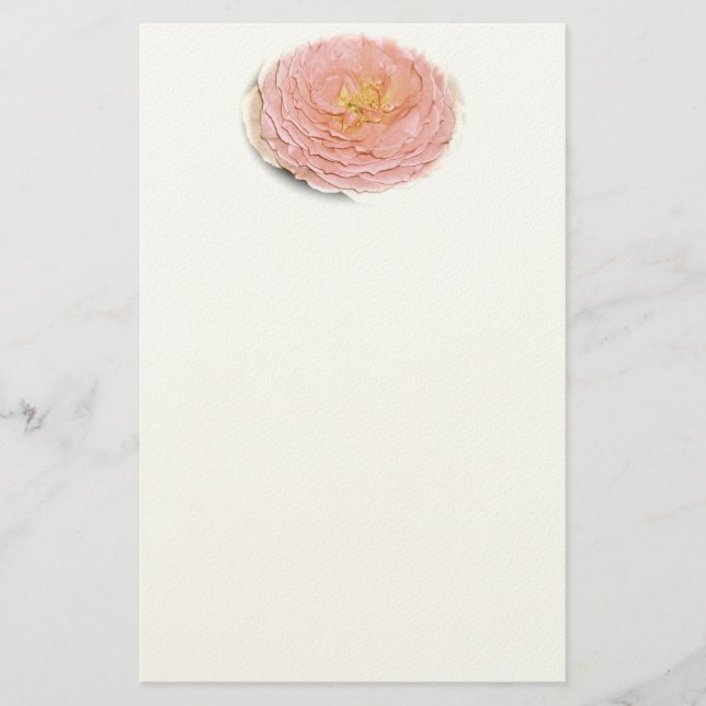 Pastel Pink Rose Stationery (Front)