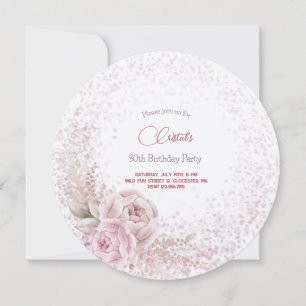 Pastel pink roses adults Birthday invitation
