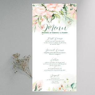 Pastel pink roses wedding frame menu invitation