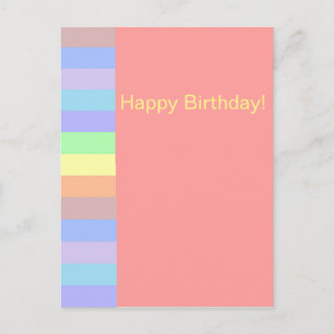 Pastel Pink Salmon Stripes Postcard